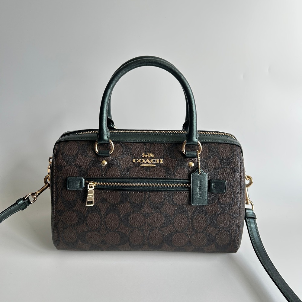 Coach Rowan Satchel Crossbody Brown Metallic Ivy Signature Canvas CH280